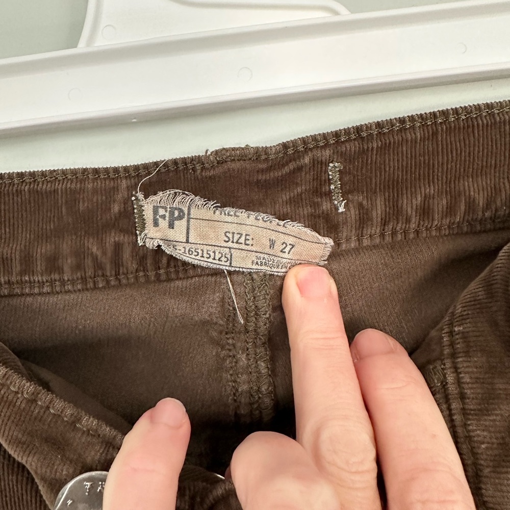 Free People Green Brown Corduroy Pants size 27